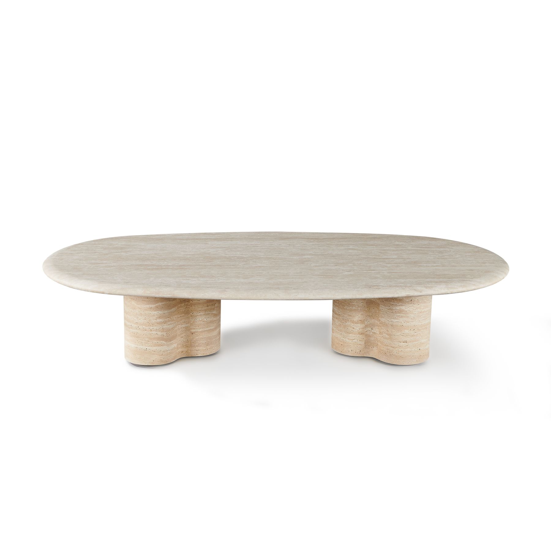 Harbour Porto Travertine Pill Coffee Table - Travertine Natural