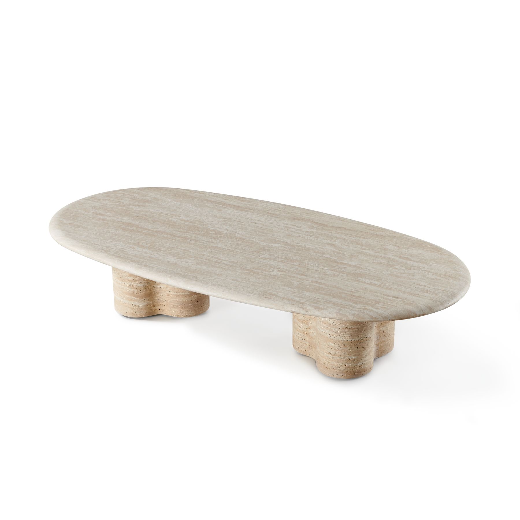 Harbour Porto Travertine Pill Coffee Table - Travertine Natural