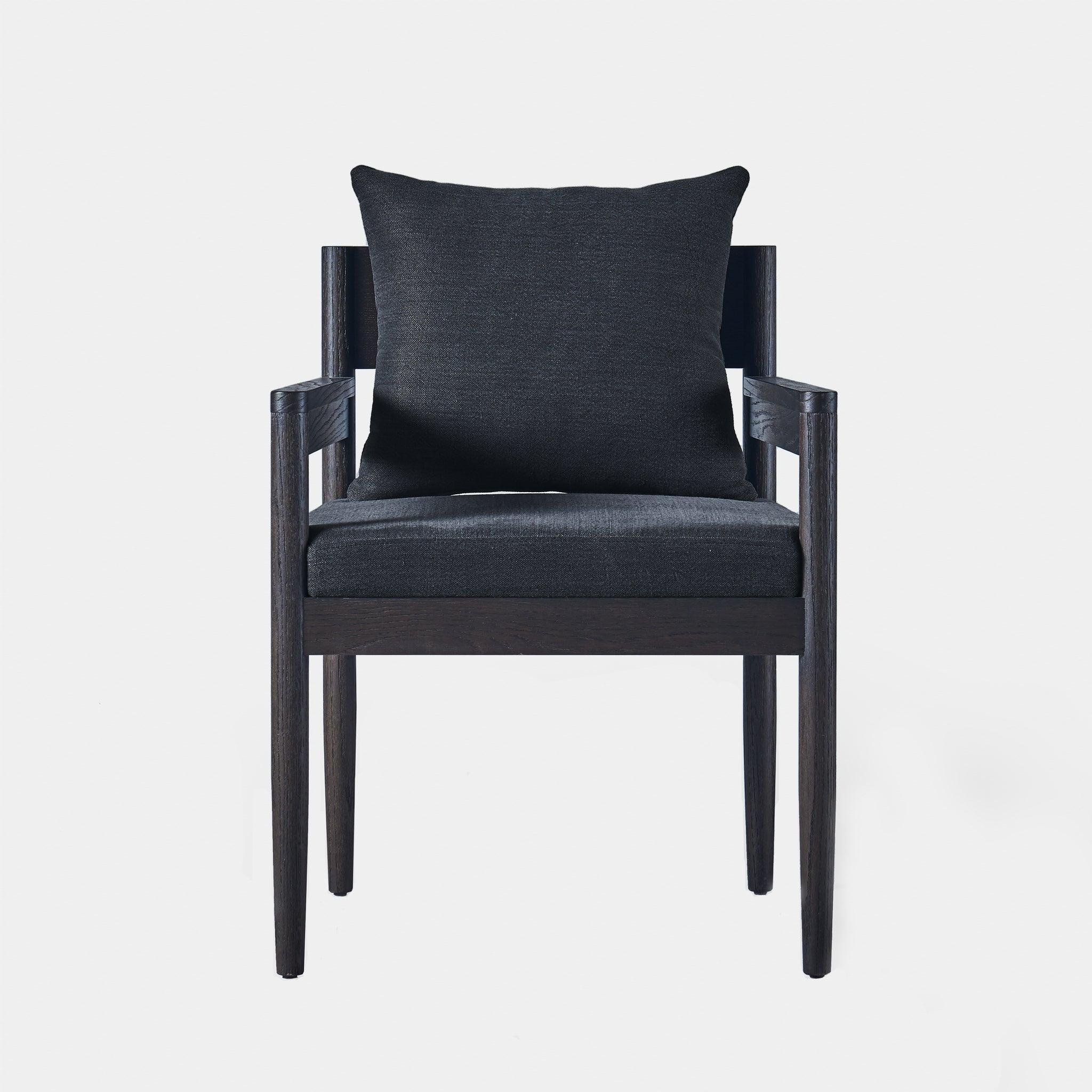 Harbour Rozelle Dining Chair - Oak Brown, Harbour Belgian Linen Dark Navy