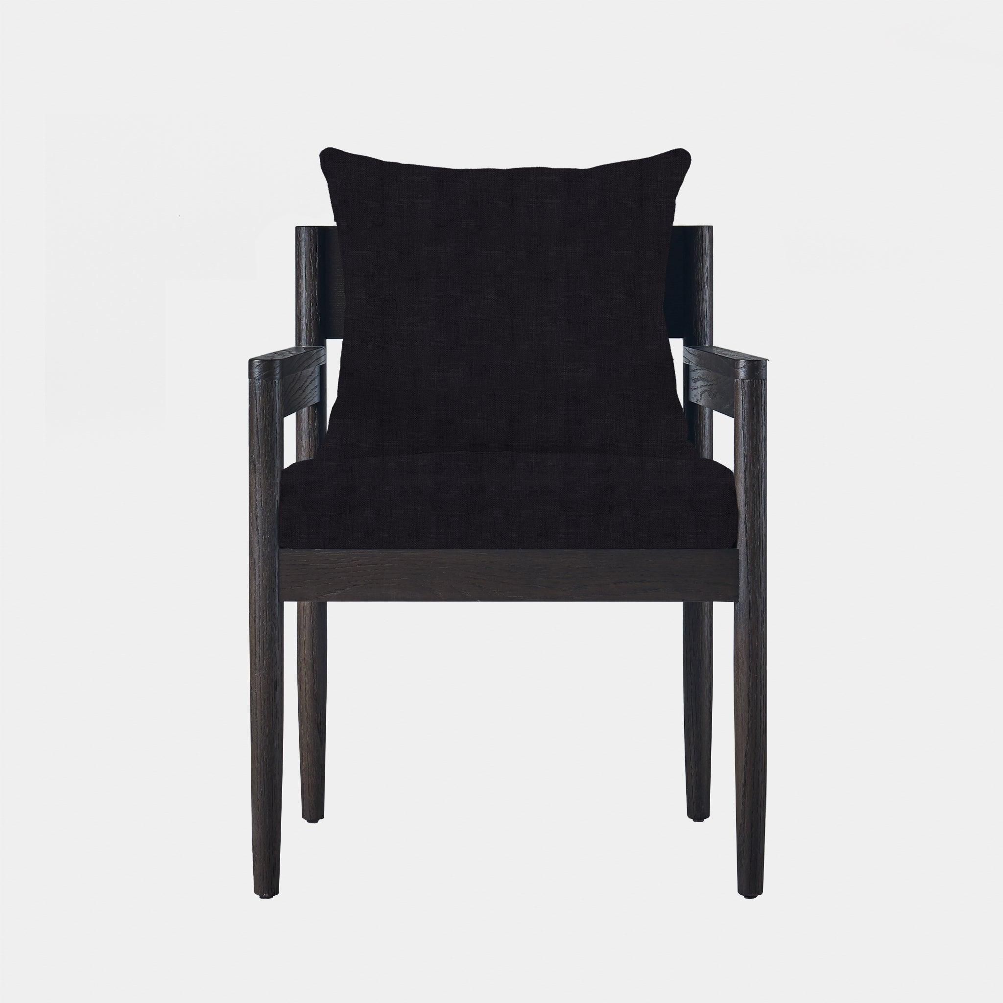 Harbour Rozelle Dining Chair - Oak Brown, Harbour Belgian Linen Dark Navy