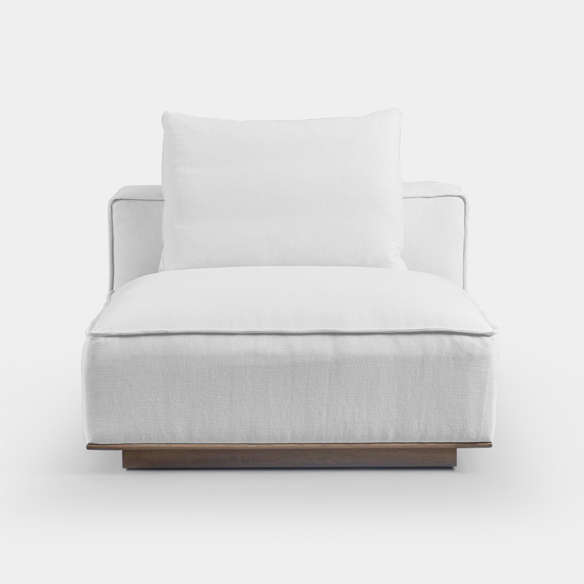 Harbour Santorini Armless Single - Oak Brown, Harbour Belgian Linen White