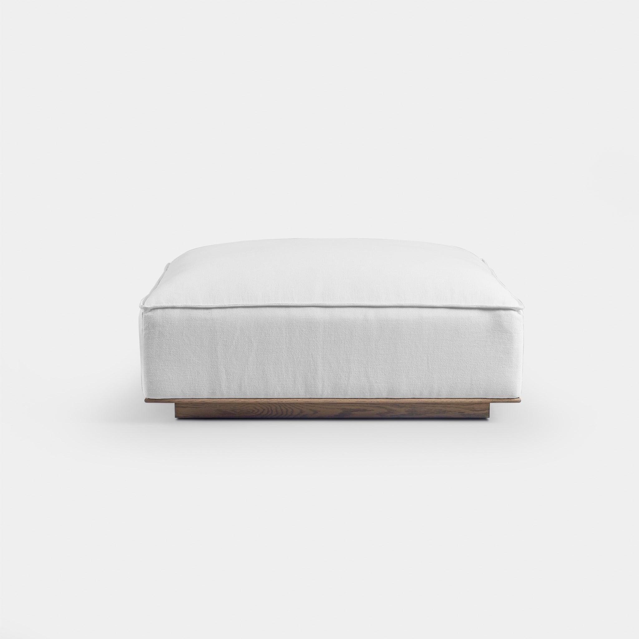 Harbour™ Santorini Ottoman - Oak Brown, Harbour Belgian Linen White