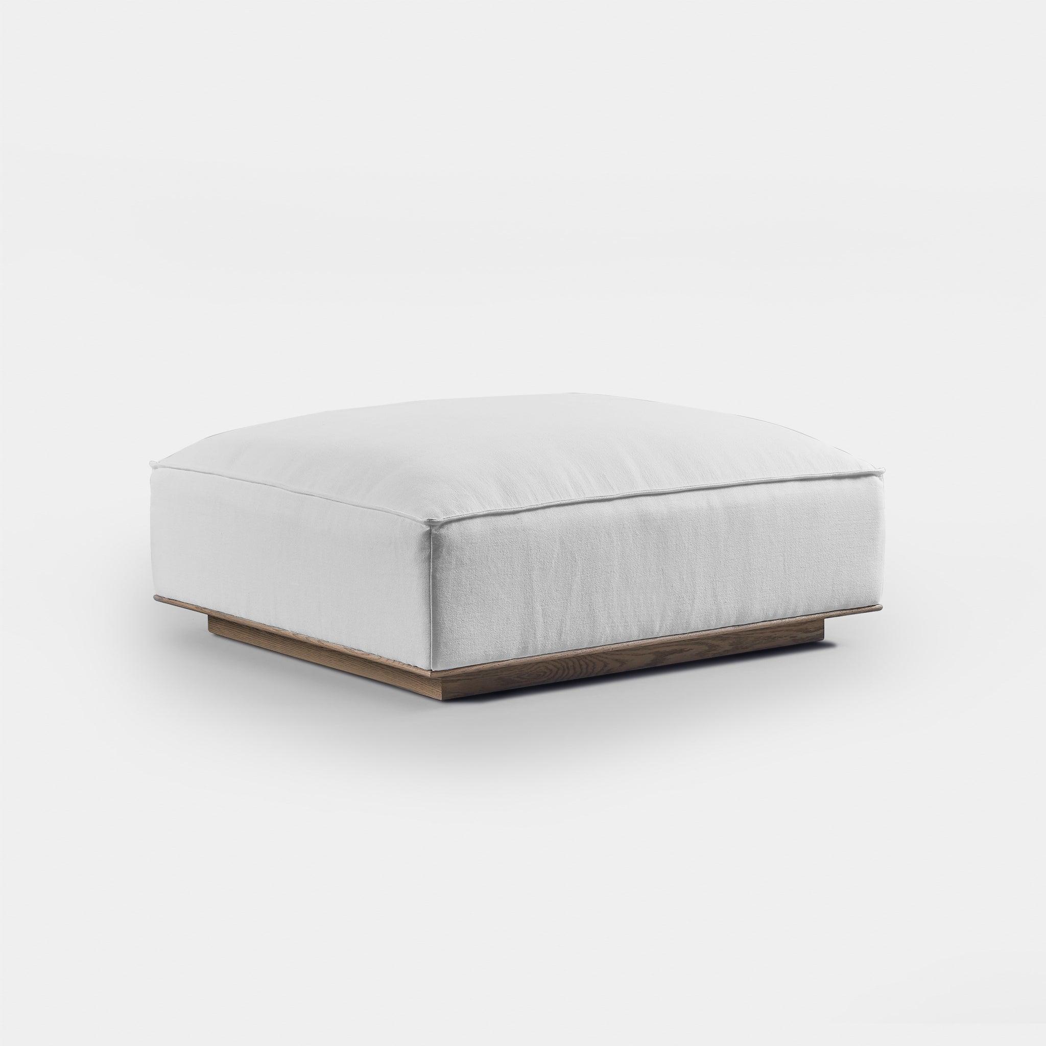 Harbour™ Santorini Ottoman - Oak Brown, Harbour Belgian Linen White