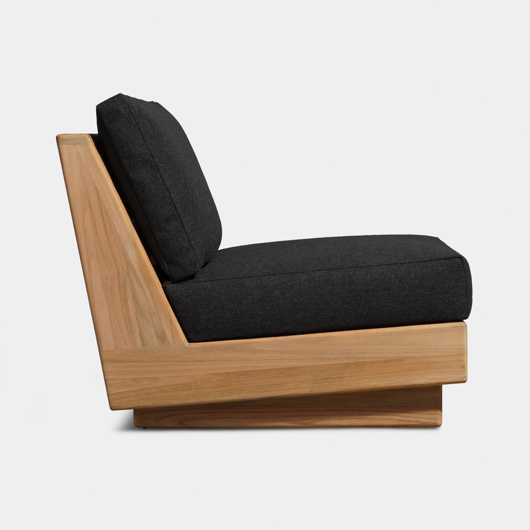 Harbour Tulum Armless Lounge Chair - Teak Natural, Lisos Grafito