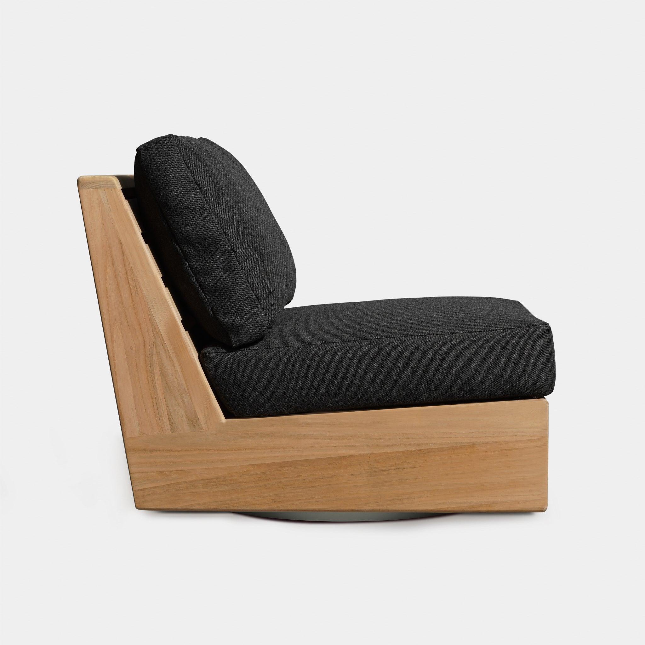 Harbour Tulum Armless Swivel Lounge Chair - Teak Natural, Copacabana Midnight