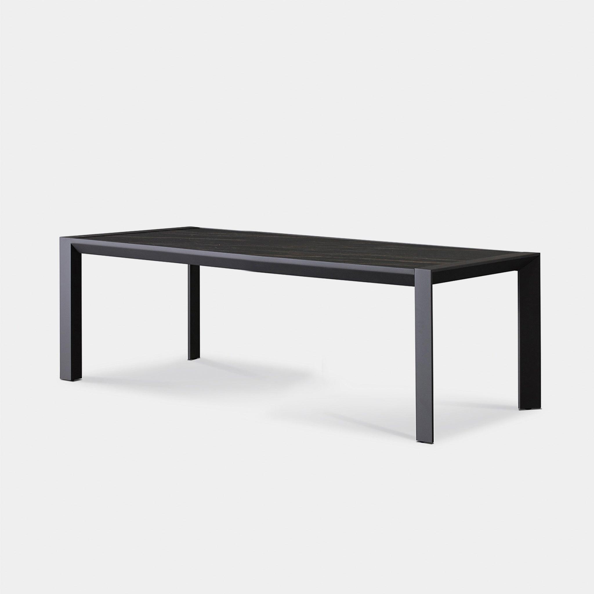 Harbour Vaucluse Dining Table 81" - Aluminum Asteroid, Laminam Noir