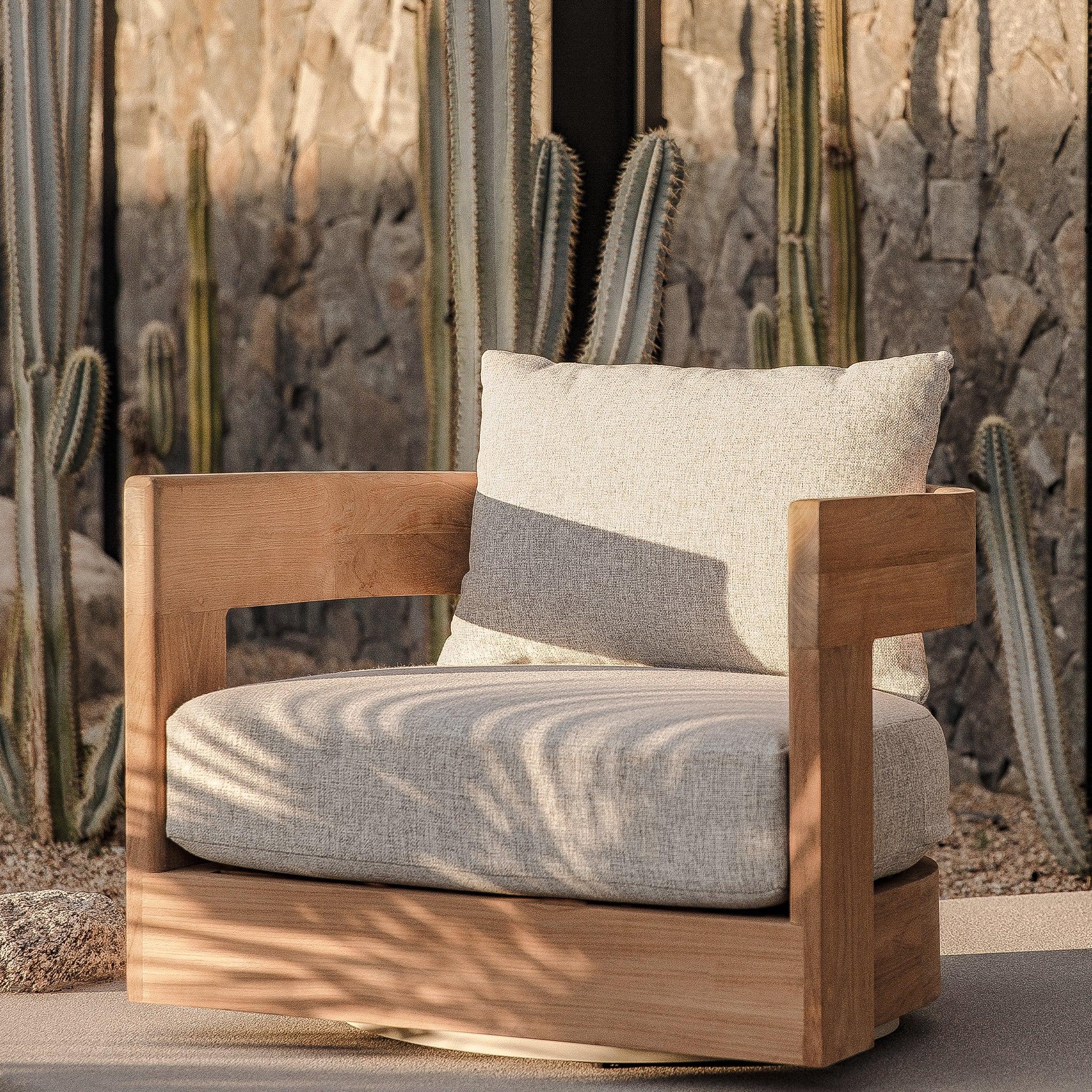 Harbour Victoria Teak Swivel Lounge Chair - Teak Natural, Lisos Piedra