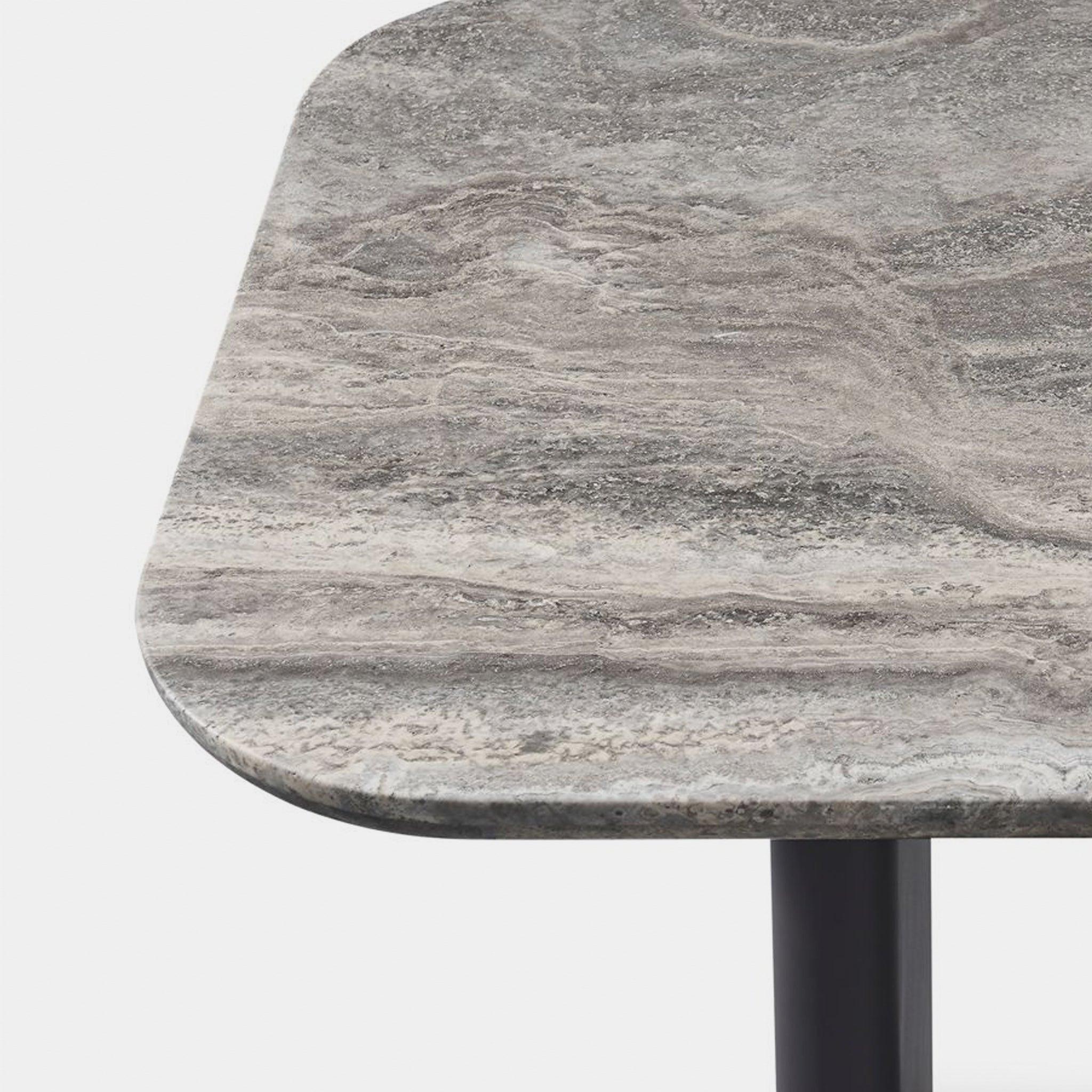 Harbour Victoria Stone Dining Table 81" - Aluminum Asteroid, Travertine Dark Gray