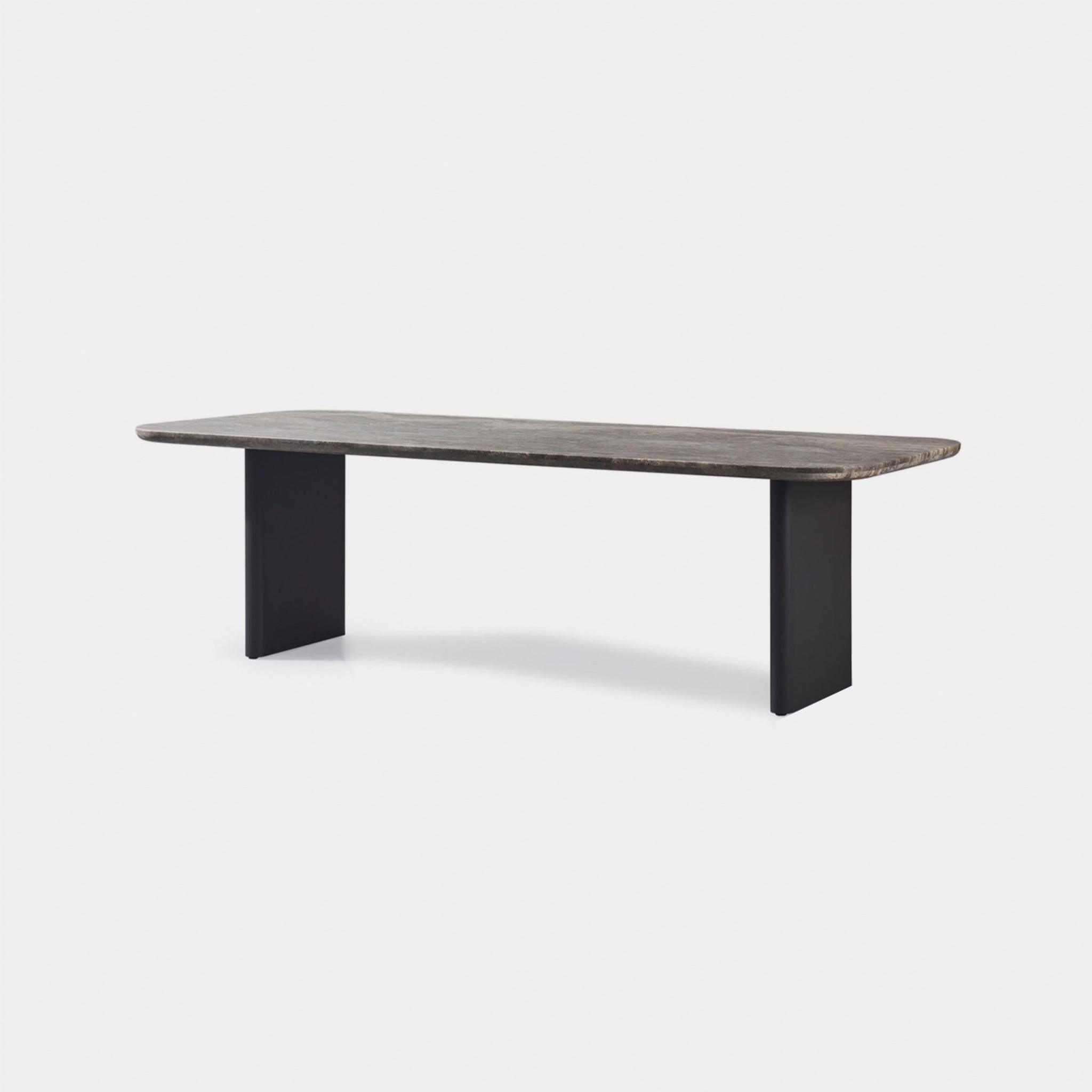 Harbour Victoria Dining Table 2600 - Aluminum Asteroid, Travertine Dark Gray