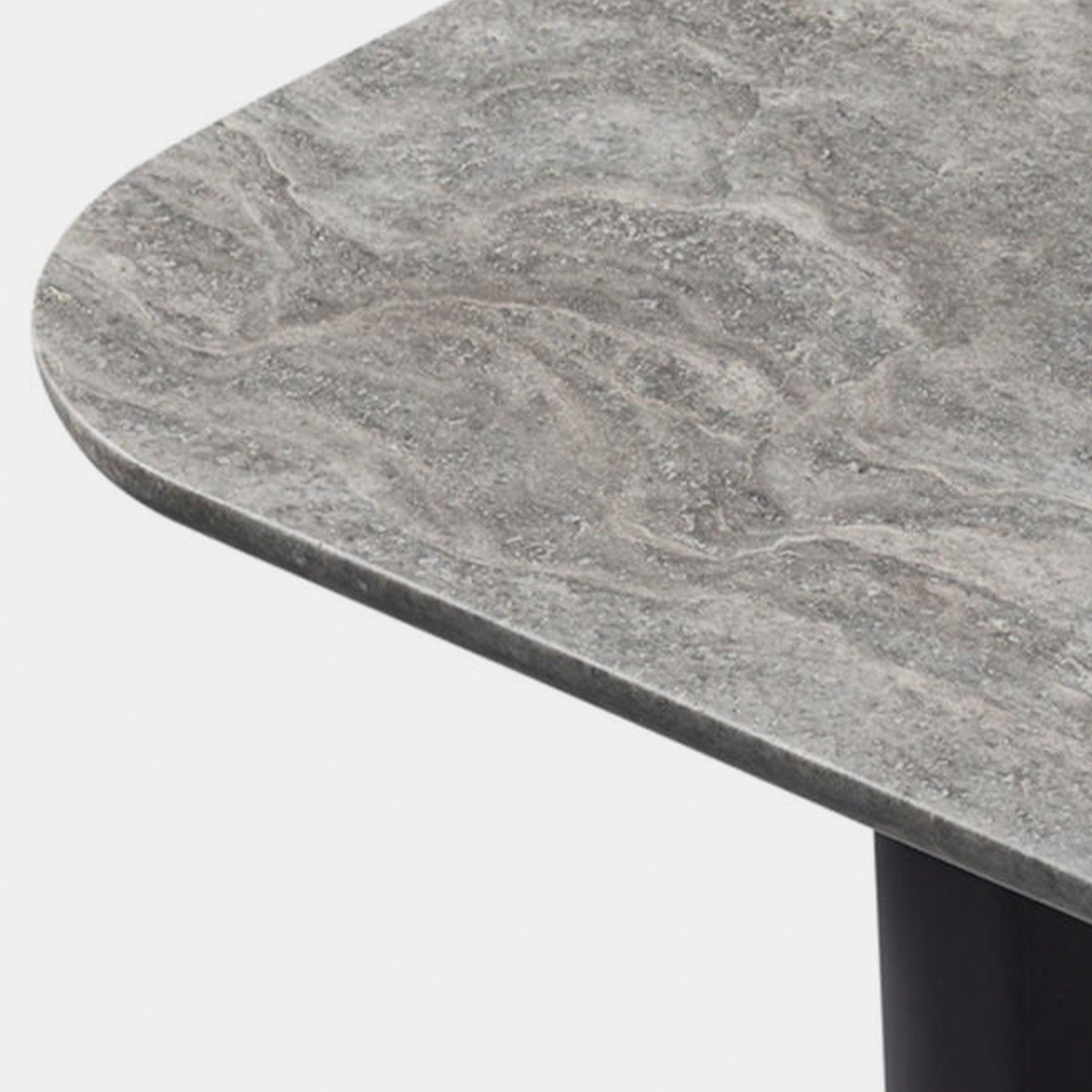 Harbour Victoria Dining Table 2600 - Aluminum Asteroid, Travertine Dark Gray