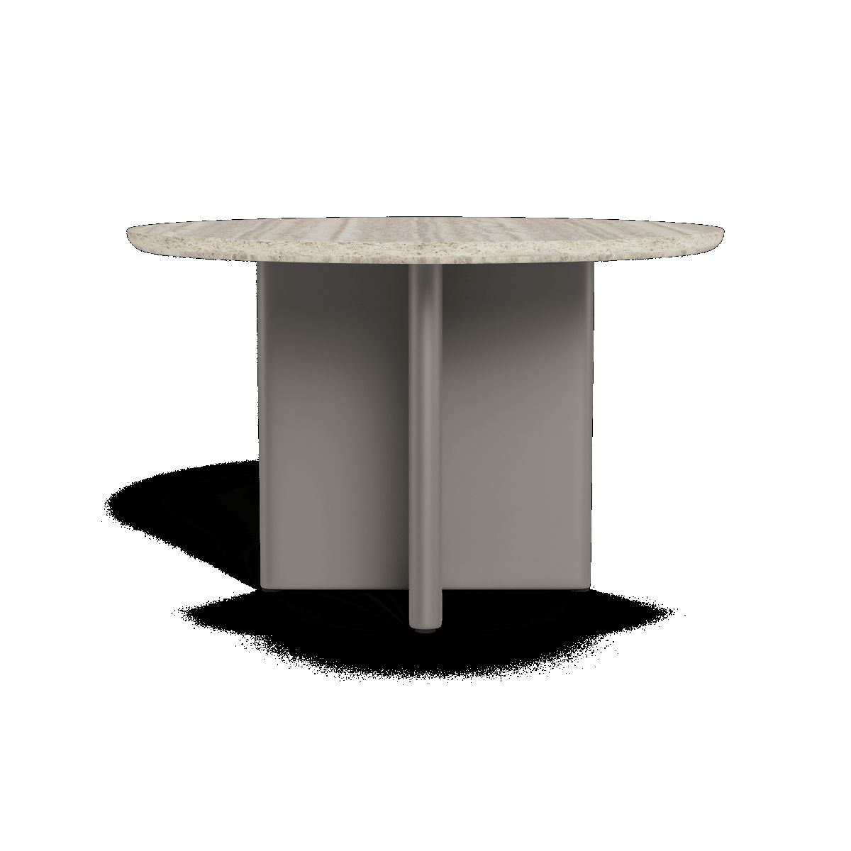 Harbour Victoria Stone Round Dining Table 48" - Aluminum Asteroid, Travertine Dark Gray