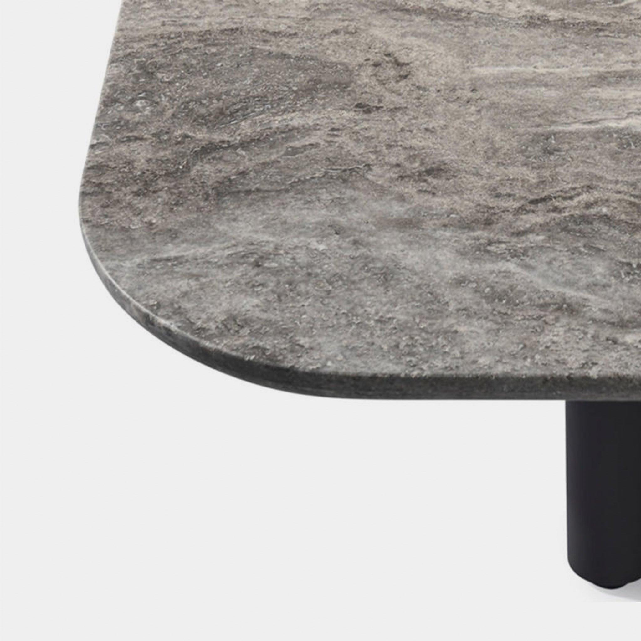 Harbour Victoria Coffee Table - Aluminum Asteroid, Travertine Dark Gray