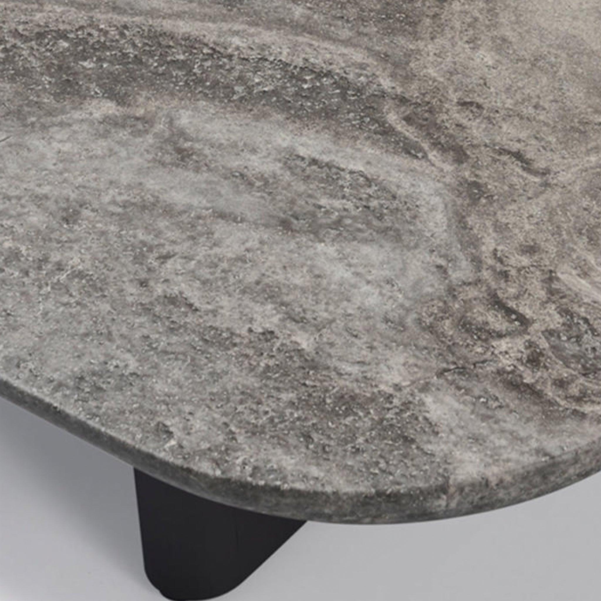 Harbour Victoria Coffee Table - Aluminum Asteroid, Travertine Dark Gray