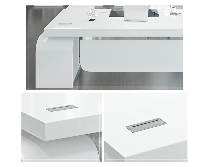 HMR Chicent L-shaped Modern Executive Desk with Ample Storage - White, 55.1"L x 63.0"W x 29.9"H, Right Hand