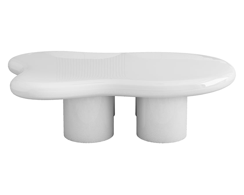 HMR 39" Irregular Cloud-Shaped Abstract Coffee Table - White