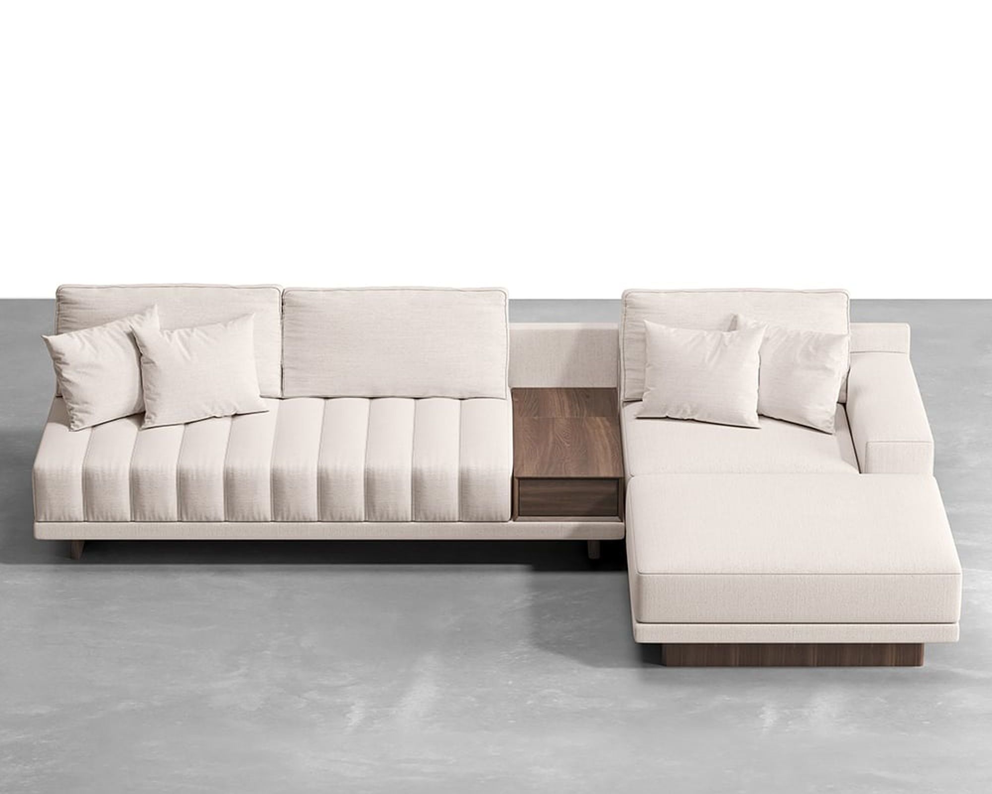 HMR 126" L-Shaped Modular Sectional with Chaise & Ottoman - Off-White, Linen