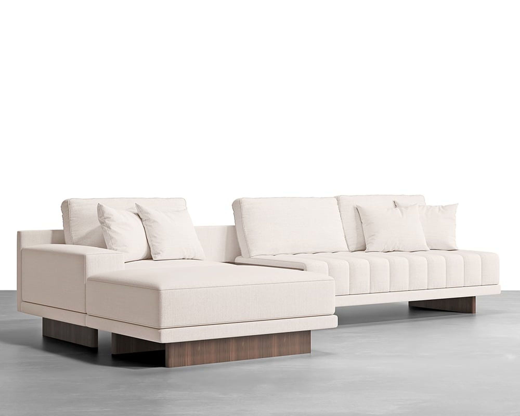 HMR 126" L-Shaped Modular Sectional with Chaise & Ottoman - Off-White, Linen