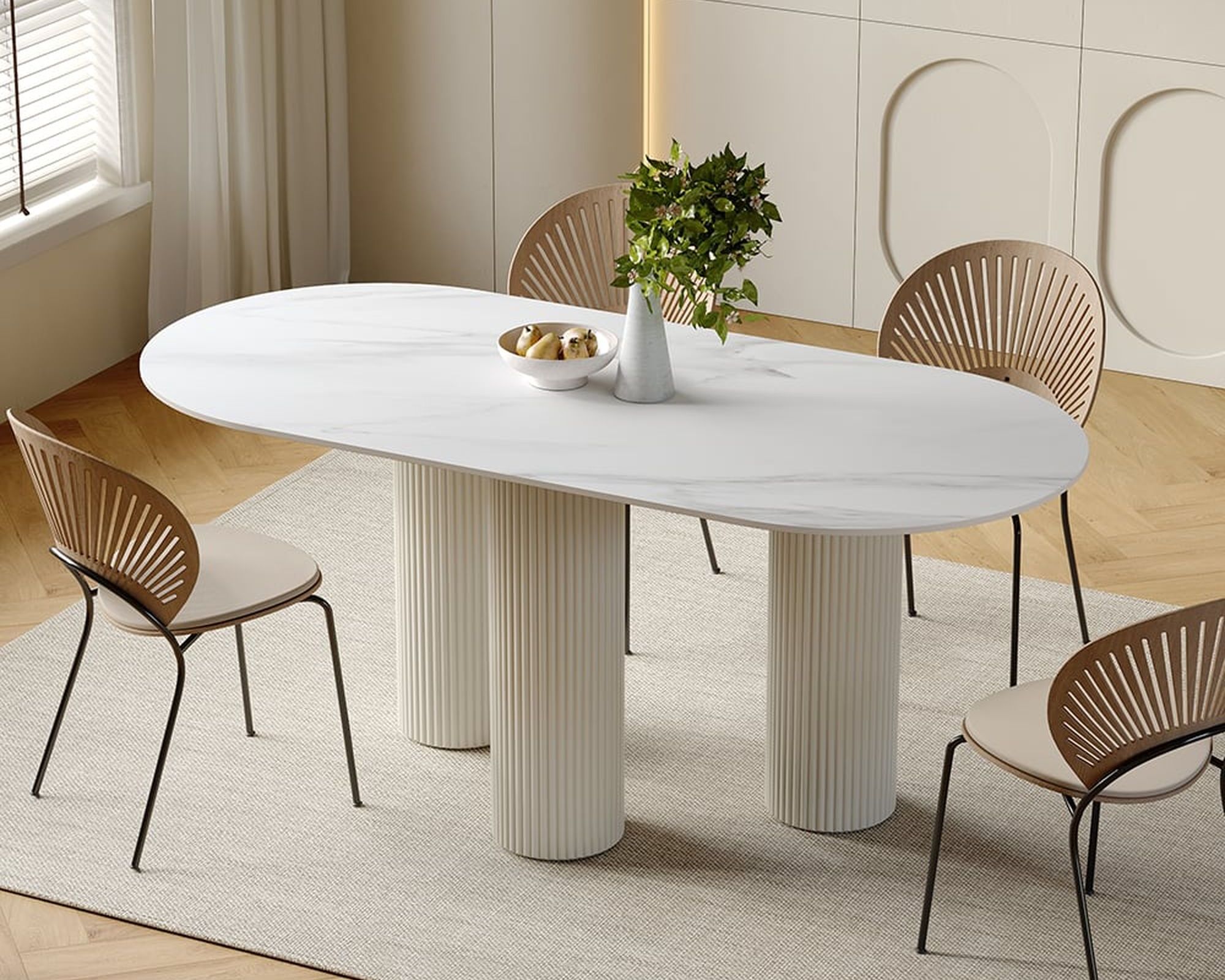 HMR Modern Round Sintered Stone Dining Table