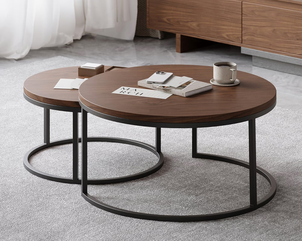 HMR Fero Round Nesting Coffee Table Set (24"-32")