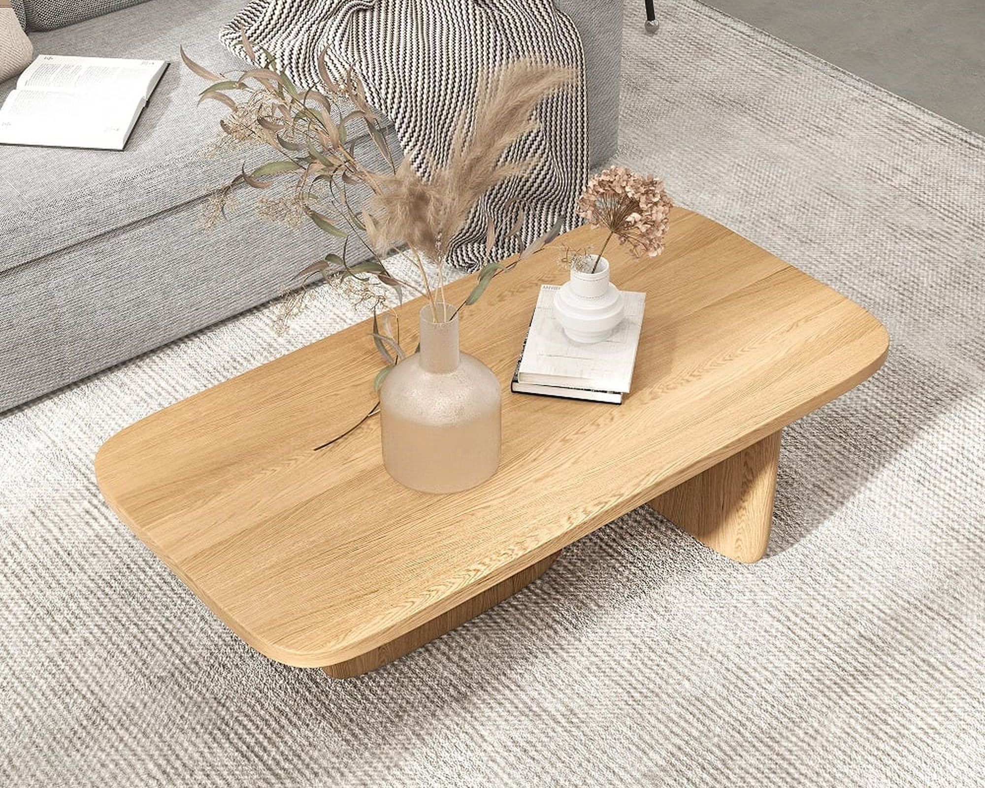 HMR Rectangular Coffee Table with Abstract Base