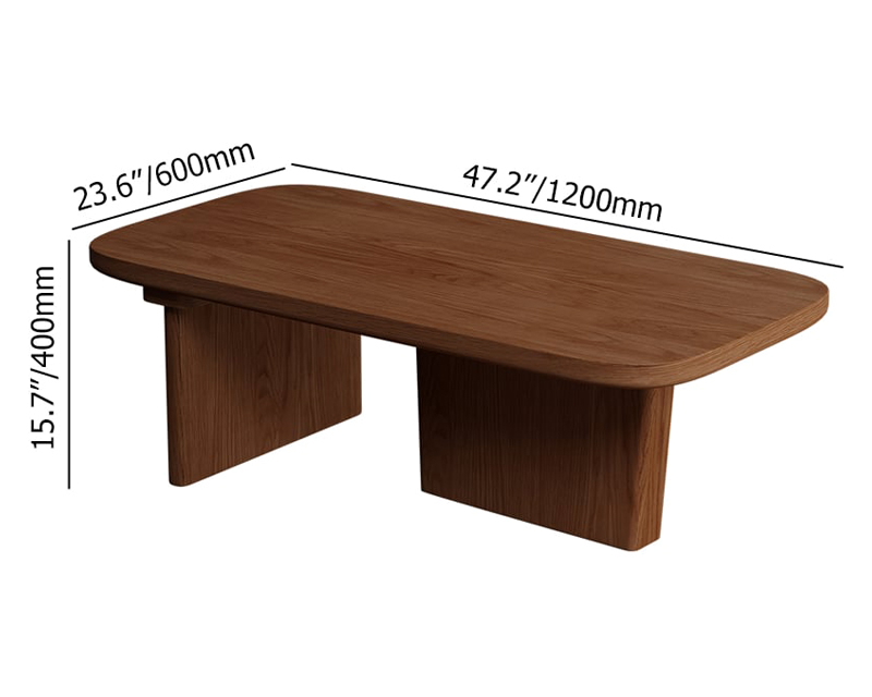 HMR Rectangular Coffee Table with Abstract Base - Walnut