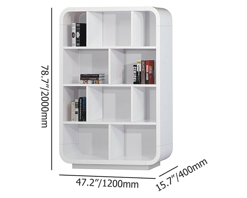 HMR Chicent 78.7" Modern Bookshelf 4-Tier Standard Bookcase with Rich Storage - White