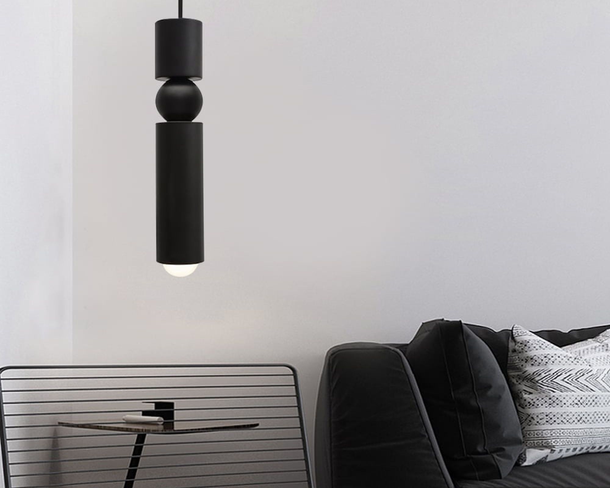 HMR Mini Cylinder Single-Light Pendant Light - Black