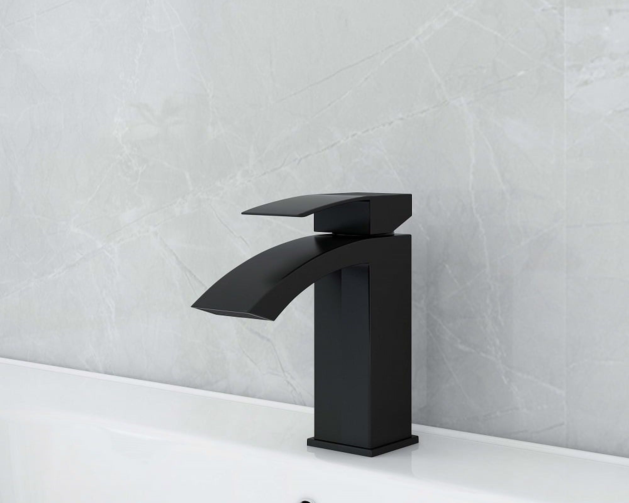 HMR Single Hole Deck Mounted Bathroom Sink Faucet - Black