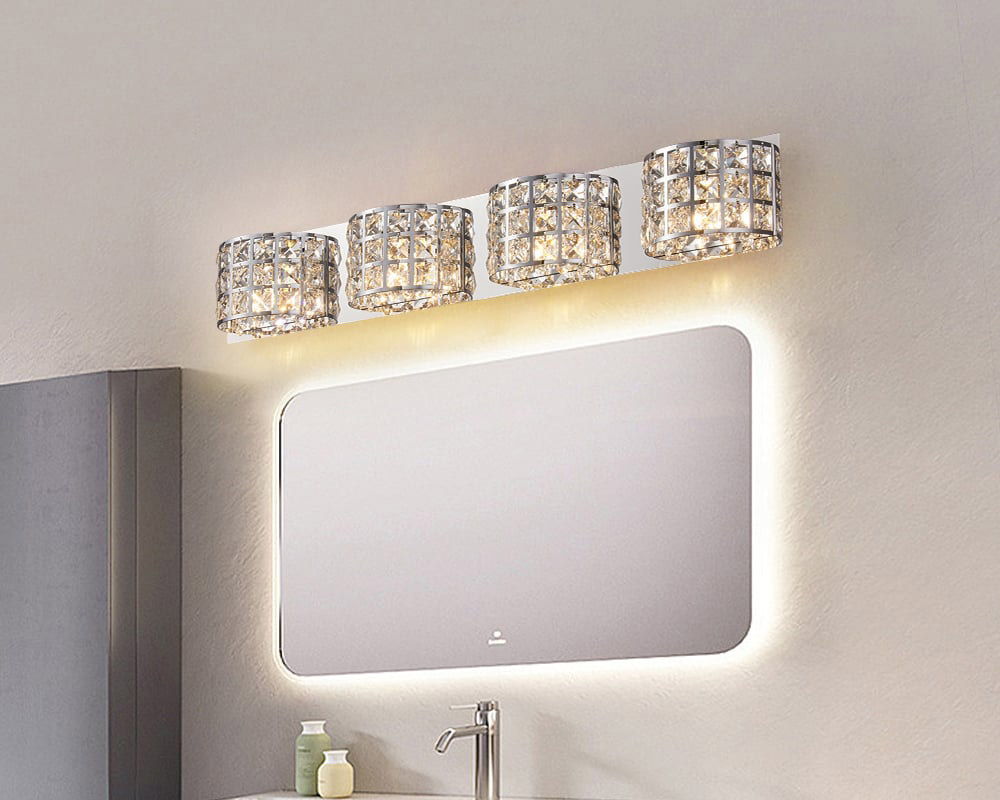 HMR Modern Crystals 4-Light Bath Vanity Wall Light