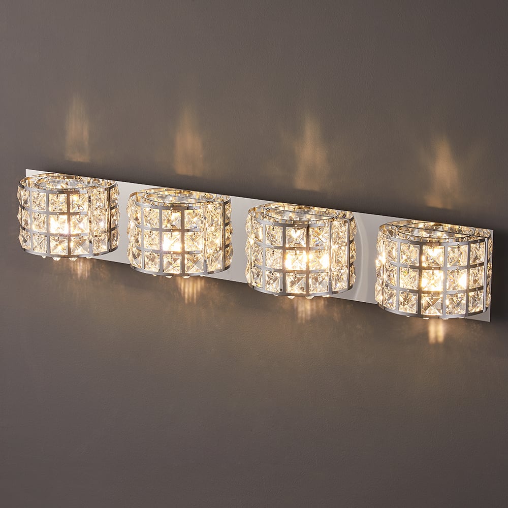 HMR Modern Crystals 4-Light Bath Vanity Wall Light