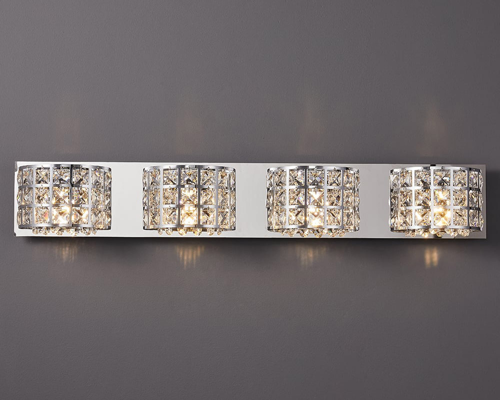 HMR Modern Crystals 4-Light Bath Vanity Wall Light