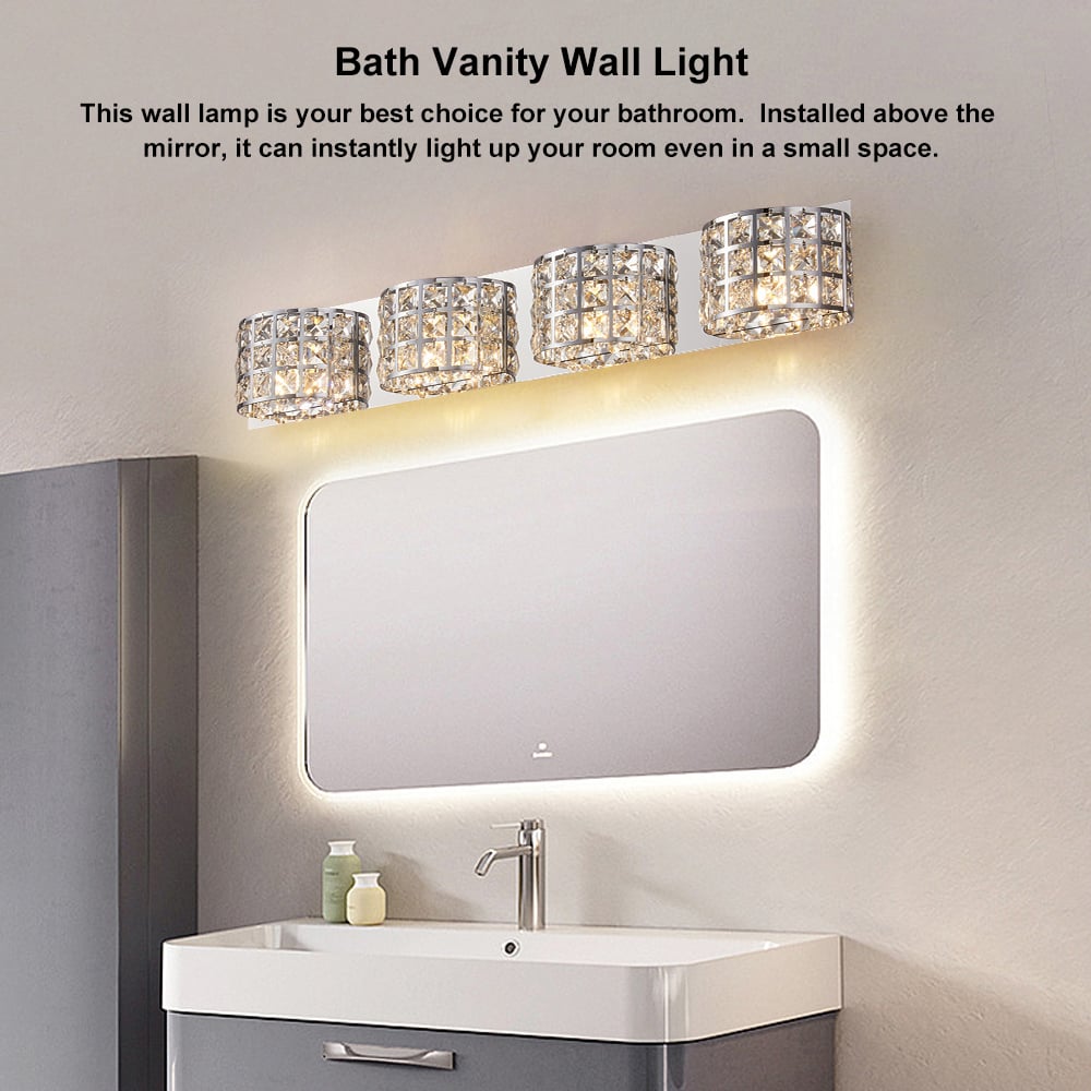 HMR Modern Crystals 4-Light Bath Vanity Wall Light