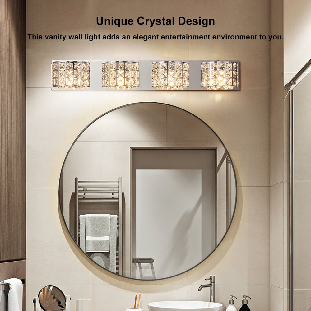 HMR Modern Crystals 4-Light Bath Vanity Wall Light