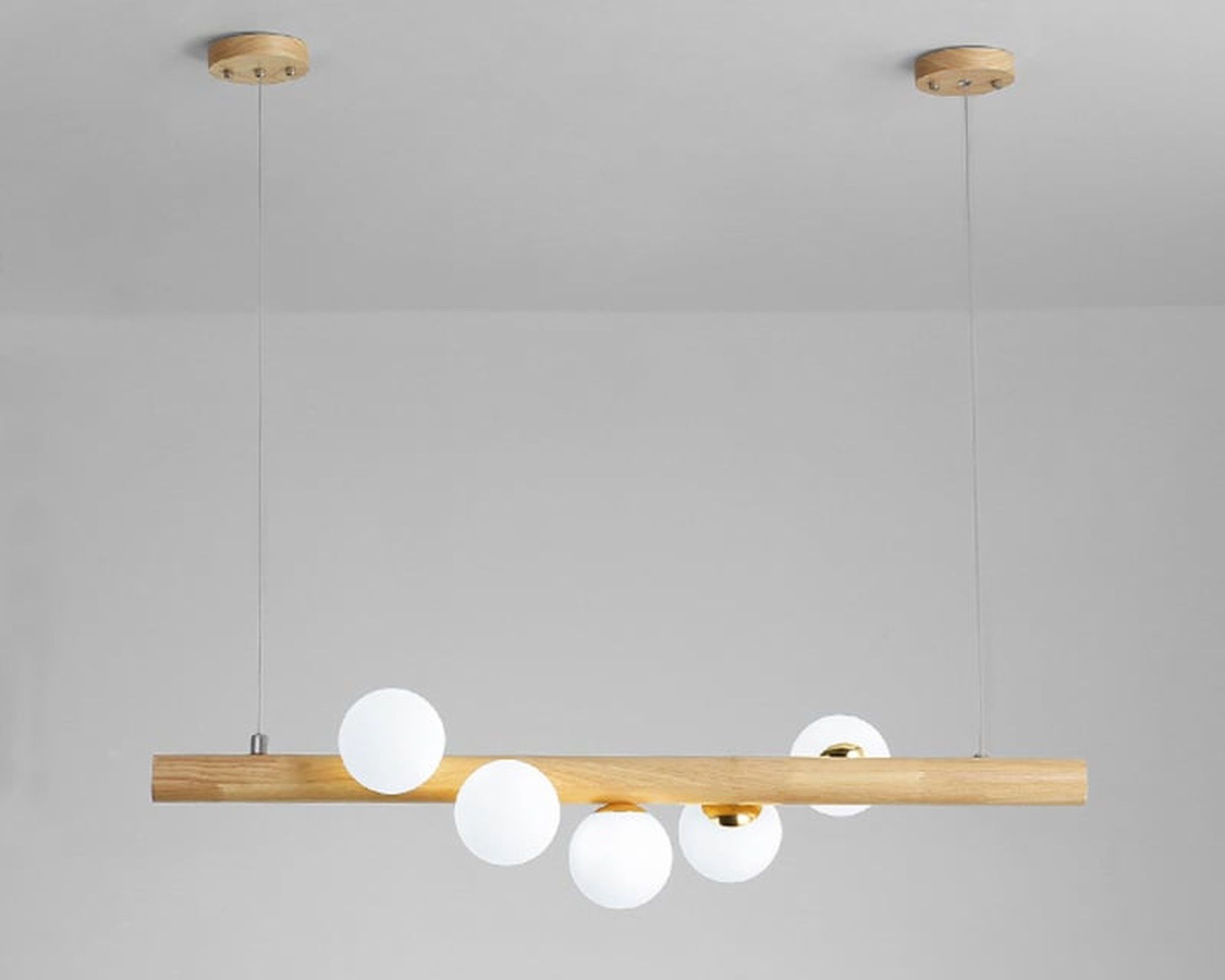 HMR Modern Linear 5-Light Kitchen Island Pendant Light Glass Globe