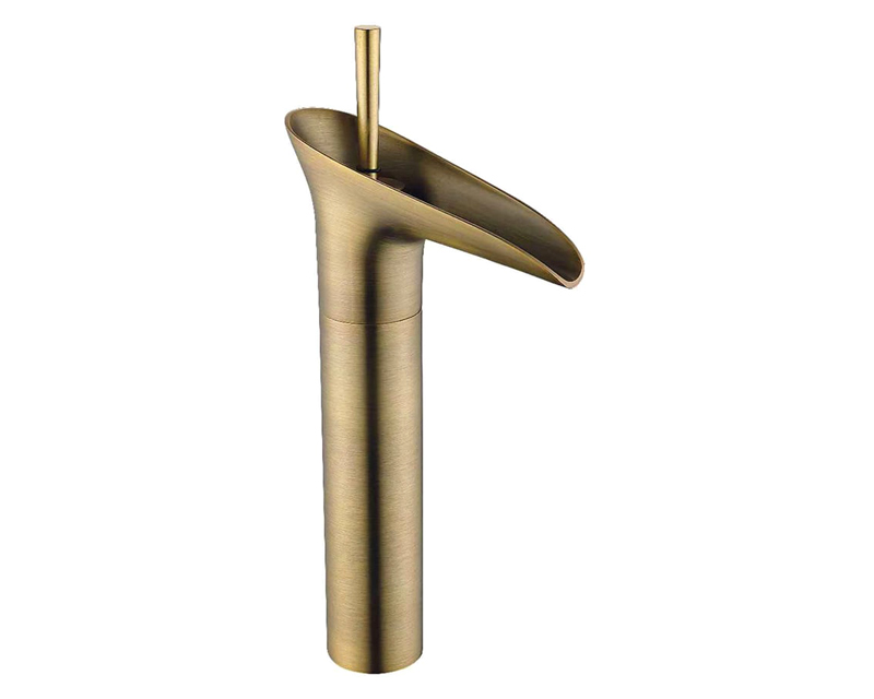 HMR Ashfie Classic Single Tall Waterfall Basin Mixer Tap - Antique Brass