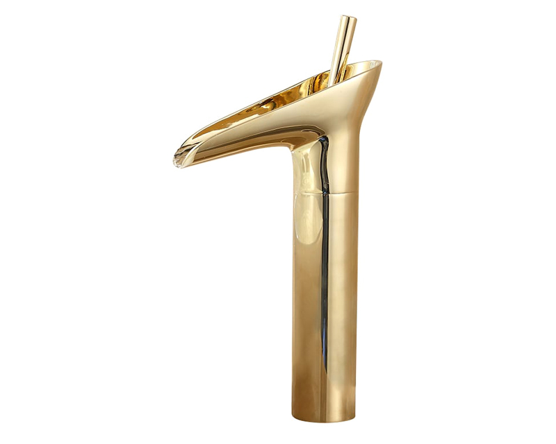 HMR Ashfie Classic Single Tall Waterfall Basin Mixer Tap - Gold