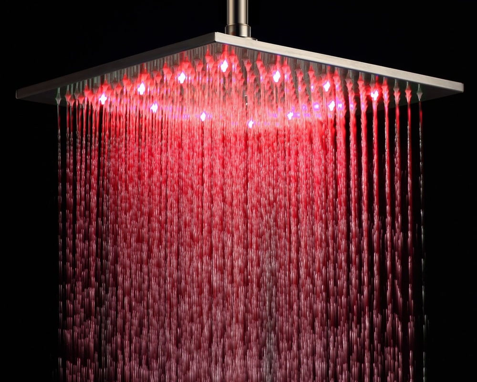 HMR Modern 12" Square Ceiling Mount Rain Shower Head with LED