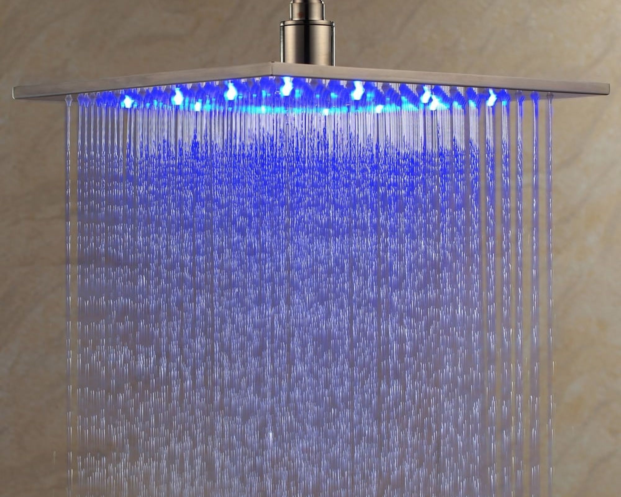 HMR Modern 12" Square Ceiling Mount Rain Shower Head with LED