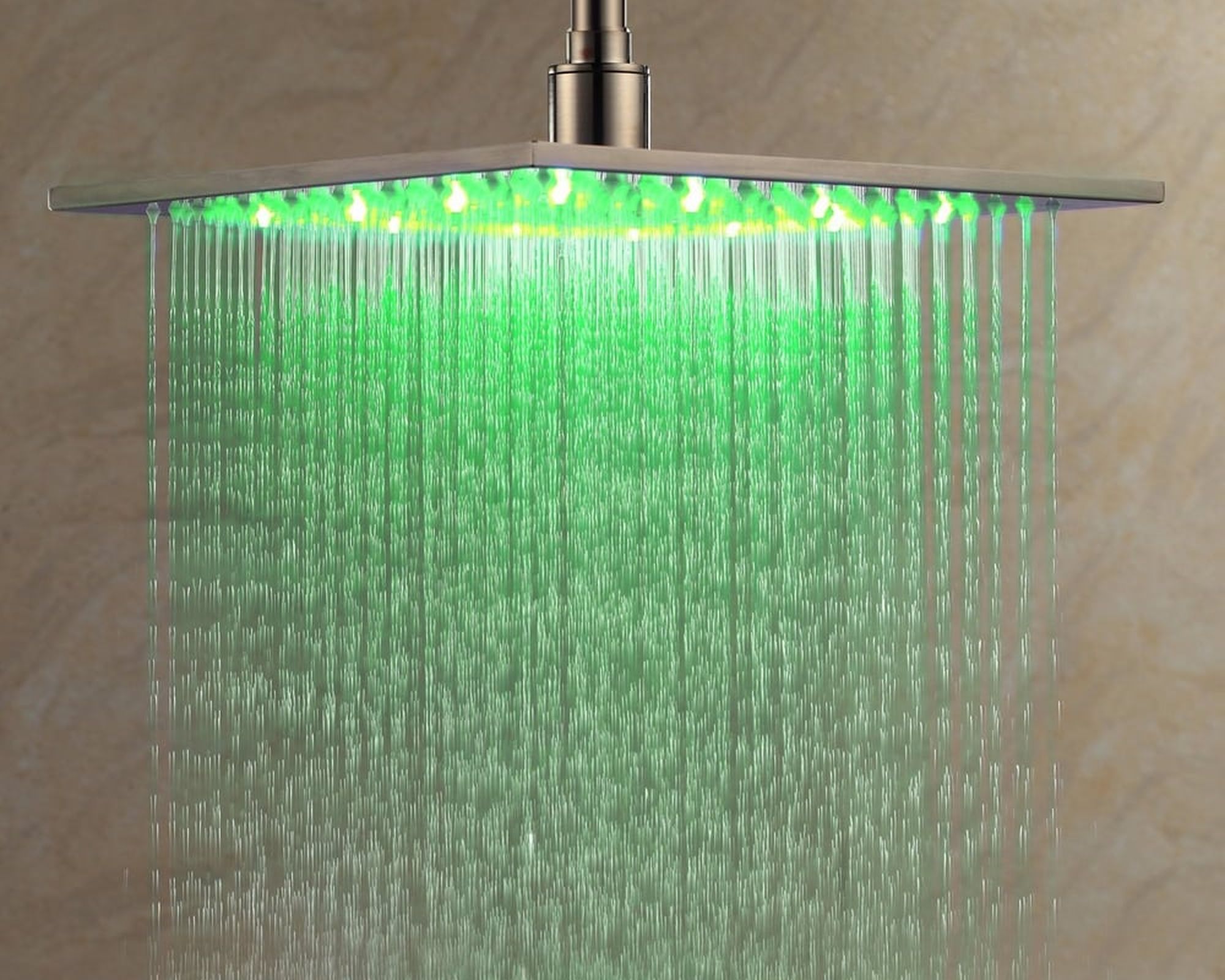 HMR Modern 12" Square Ceiling Mount Rain Shower Head with LED