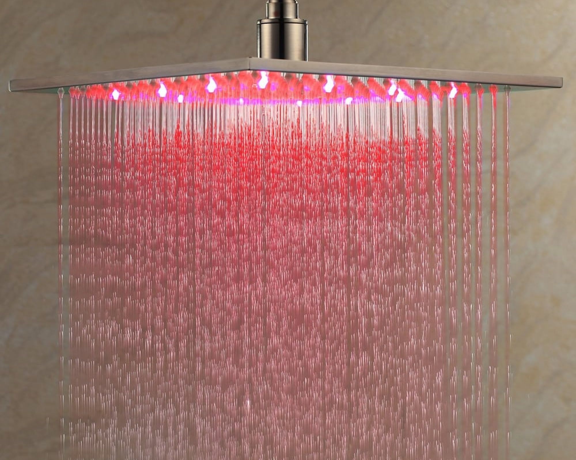 HMR Modern 12" Square Ceiling Mount Rain Shower Head with LED