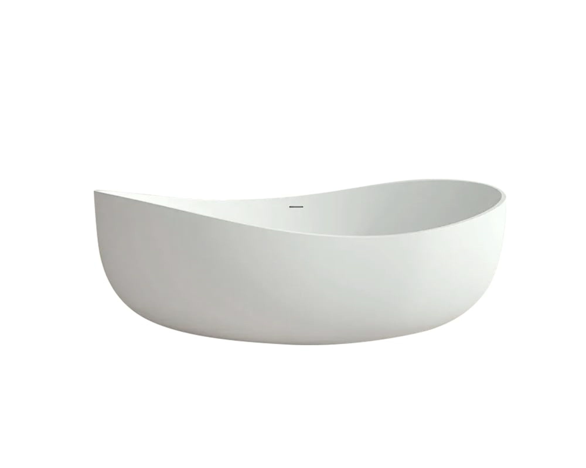 HMR 70" Modern Oval Freestanding Stone Resin Soaking Bathtub - Glossy White