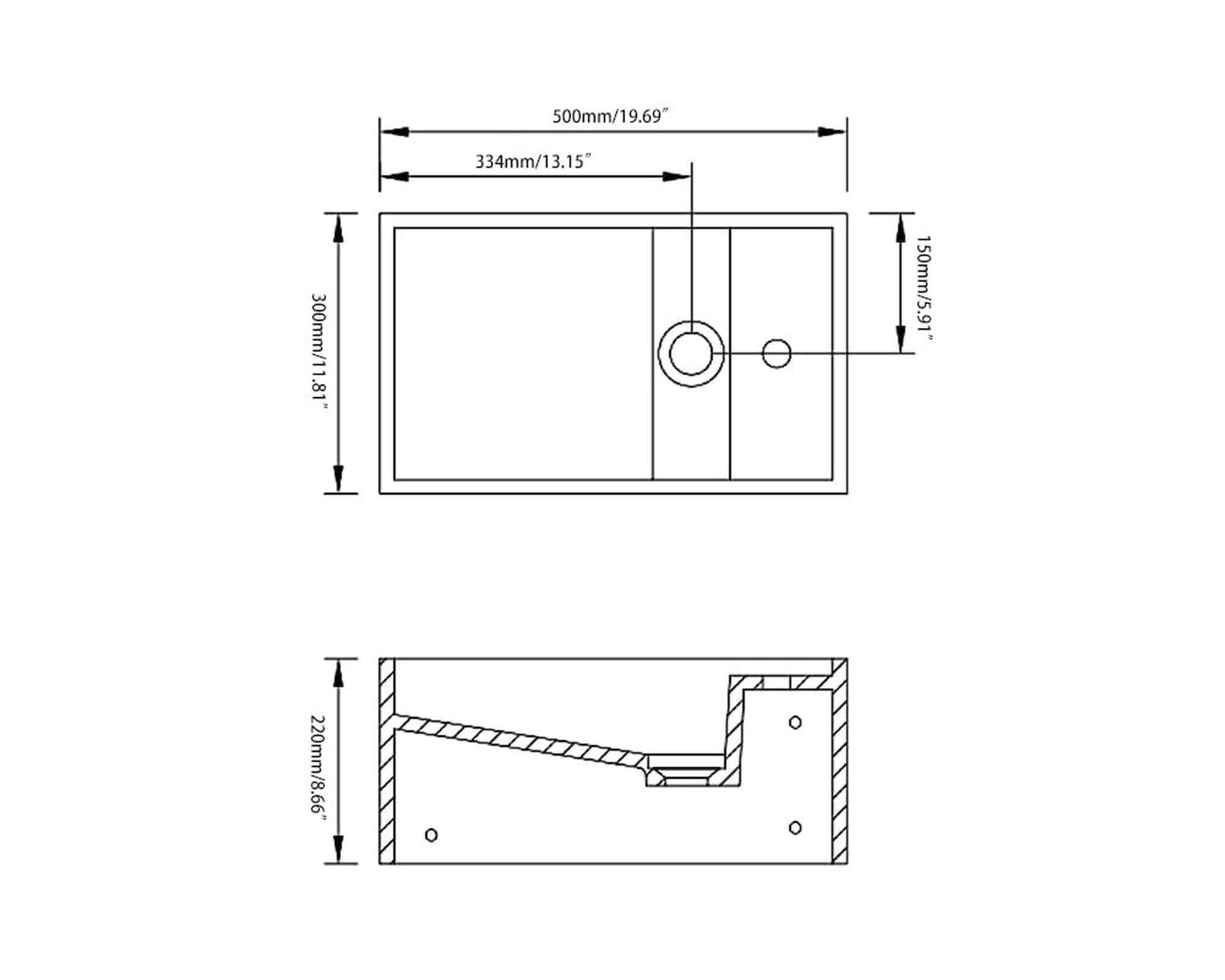 HMR Bathroom Ramped Sink with Towel Bar - Glossy White