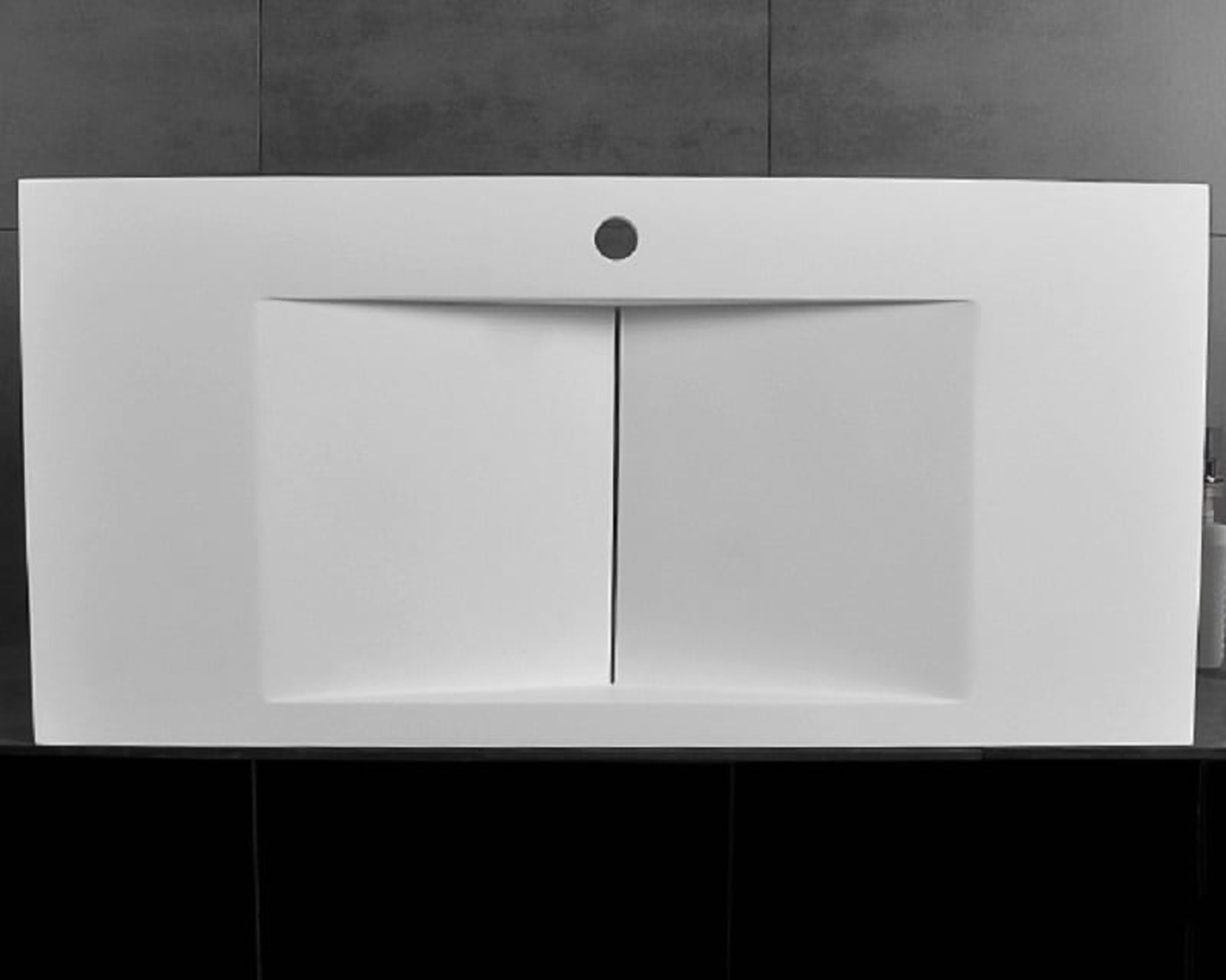 HMR Wall-Mount Floating Bathroom V-Shaped Sink - Glossy White