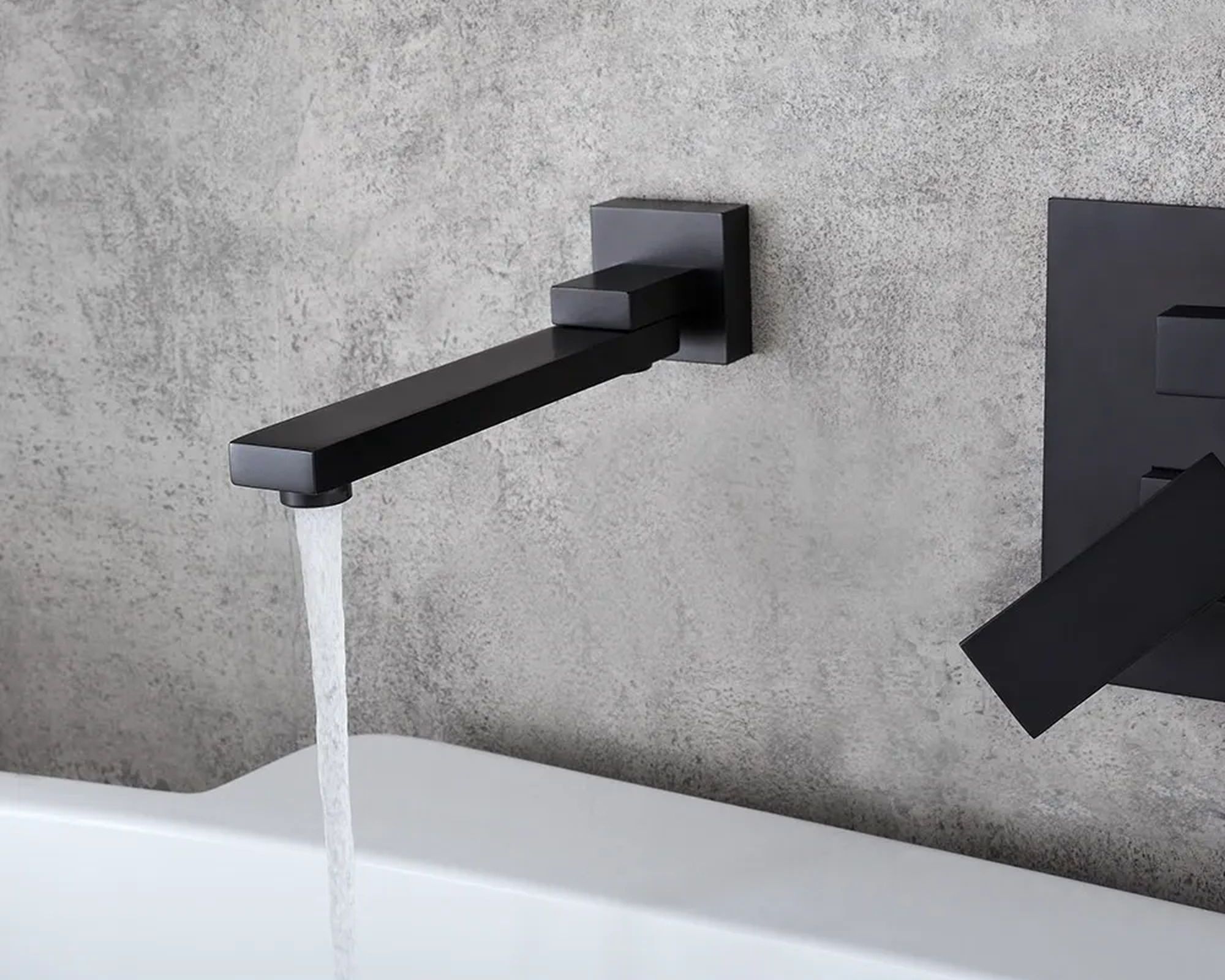 HMR Ultramodern Wall Mounted Swirling Tub Filler Faucet with Hand Shower - Matte Black