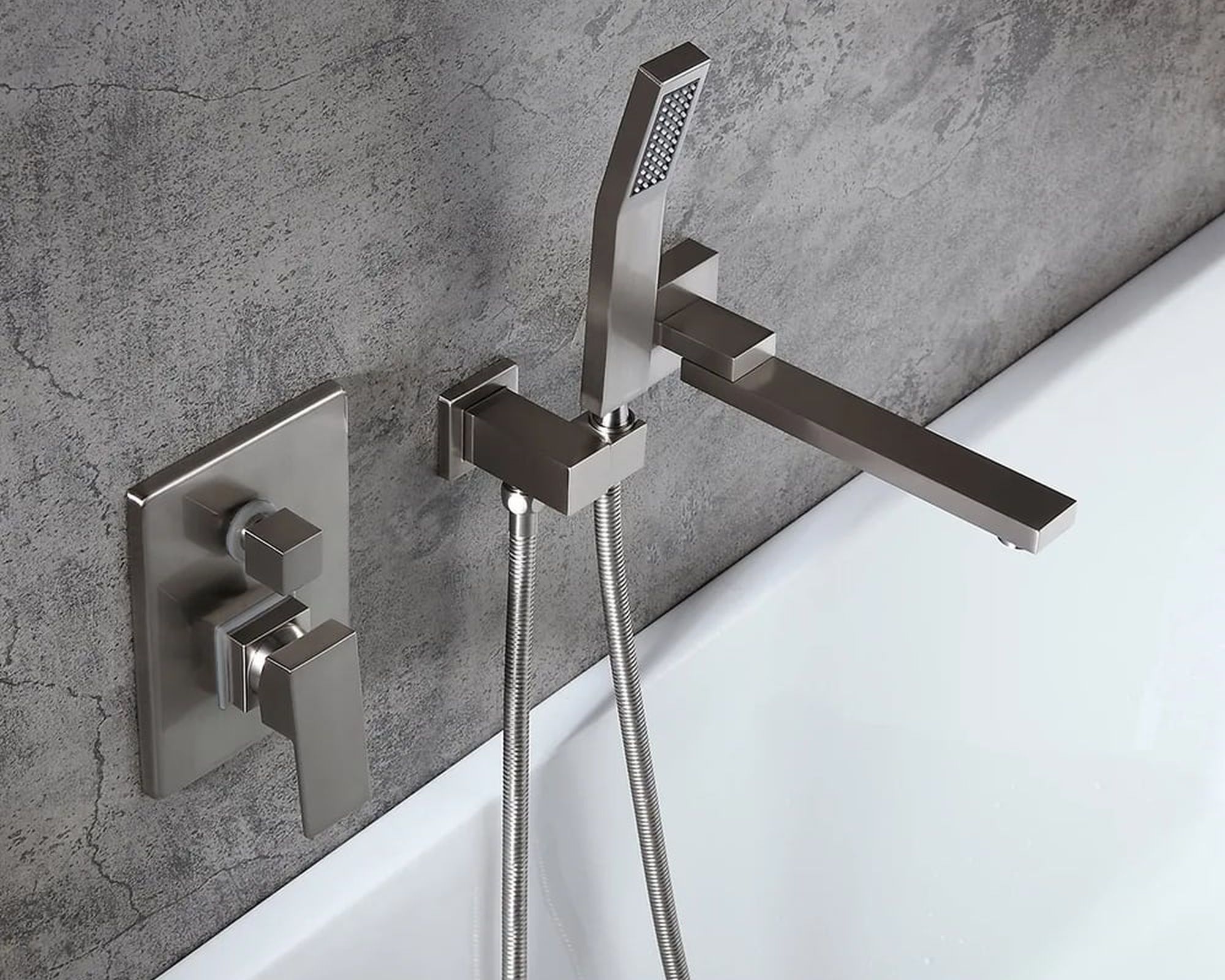 HMR Ultramodern Wall Mounted Swirling Tub Filler Faucet with Hand Shower