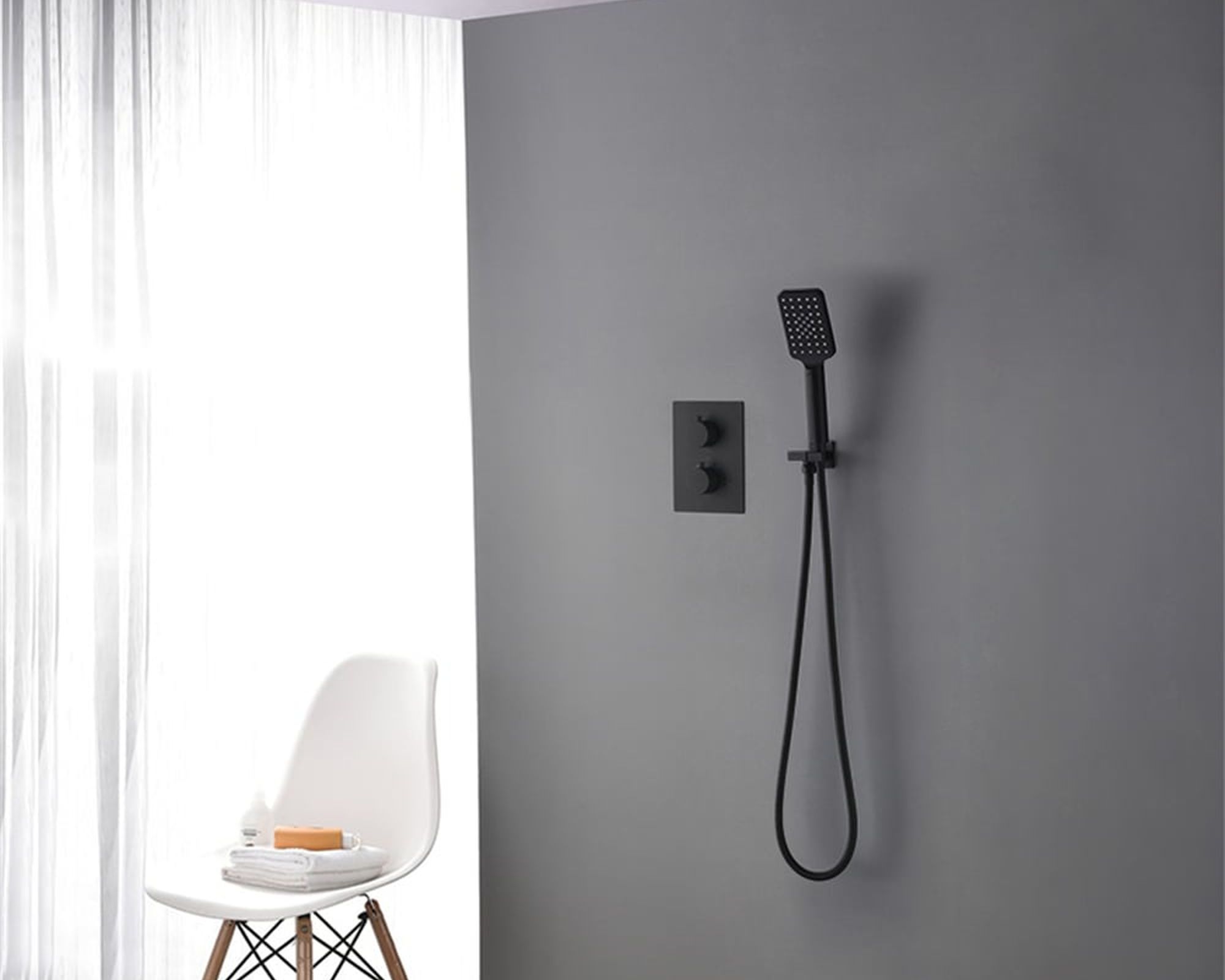 HMR Thermostatic 20" Shower System with Handheld Shower - Matte Black