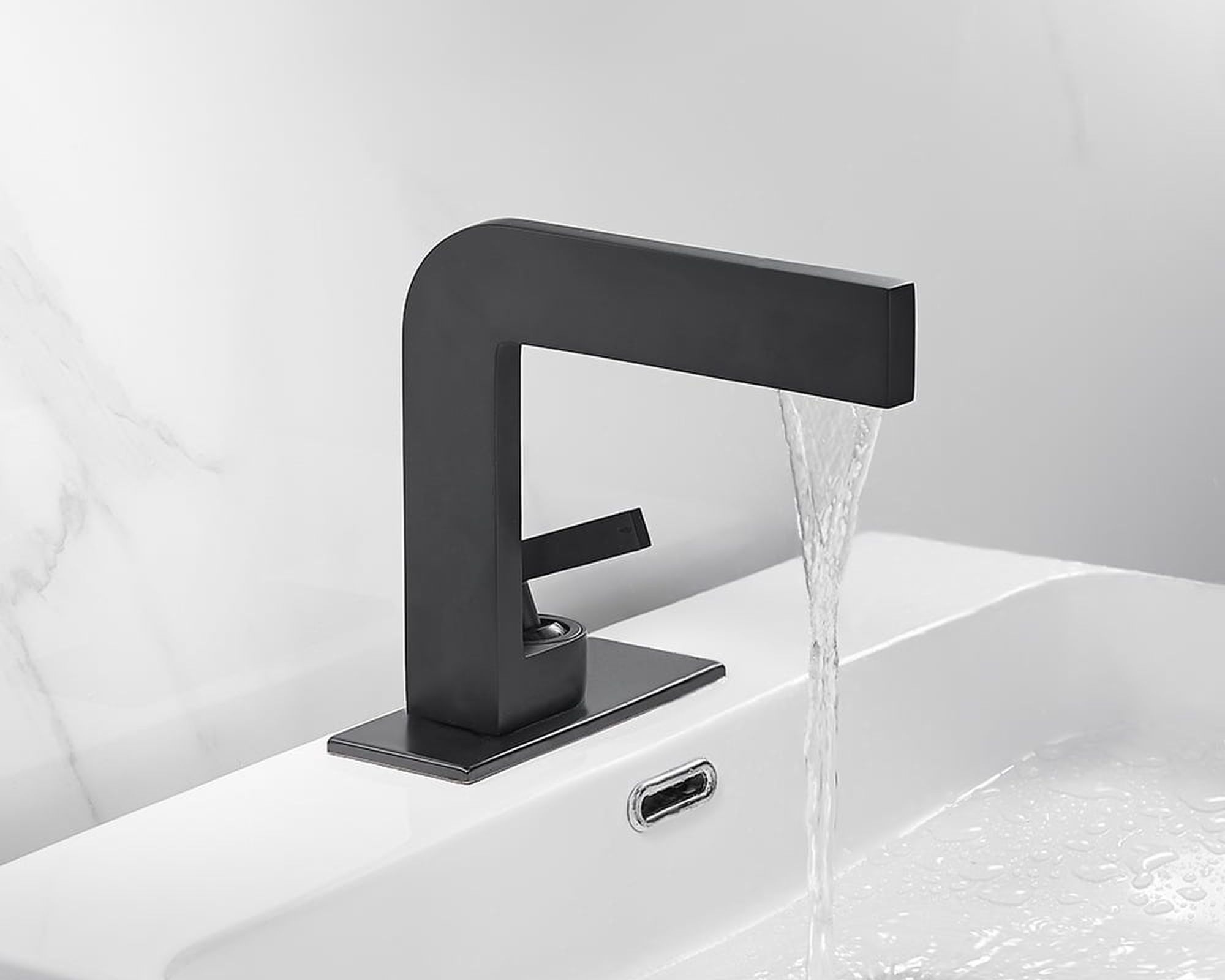 HMR Waterfall Single Handle Bathroom Sink Faucet with Escutcheon