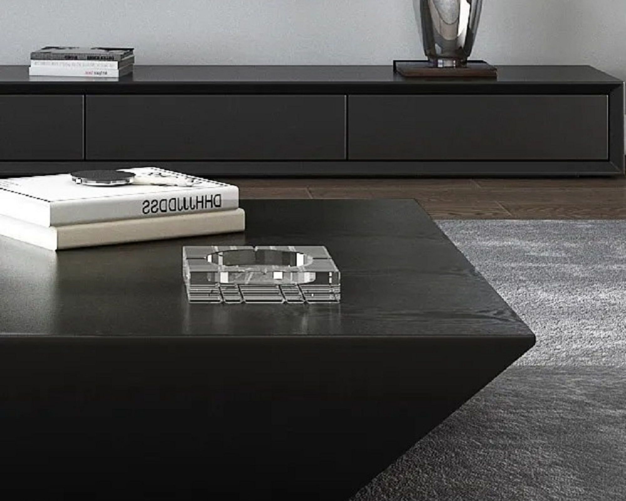 HMR Modern 39" Coffee Table with Storage and 1-Drawer - Black