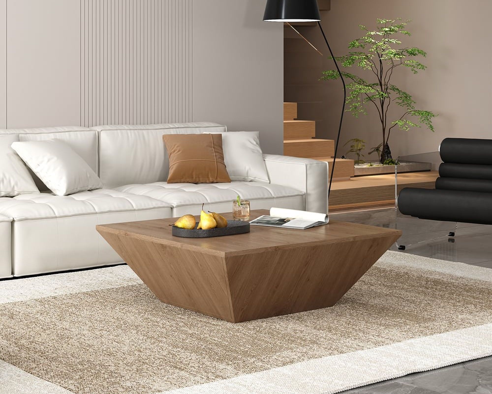 HMR Modern 39" Coffee Table with Storage and 1-Drawer - Walnut