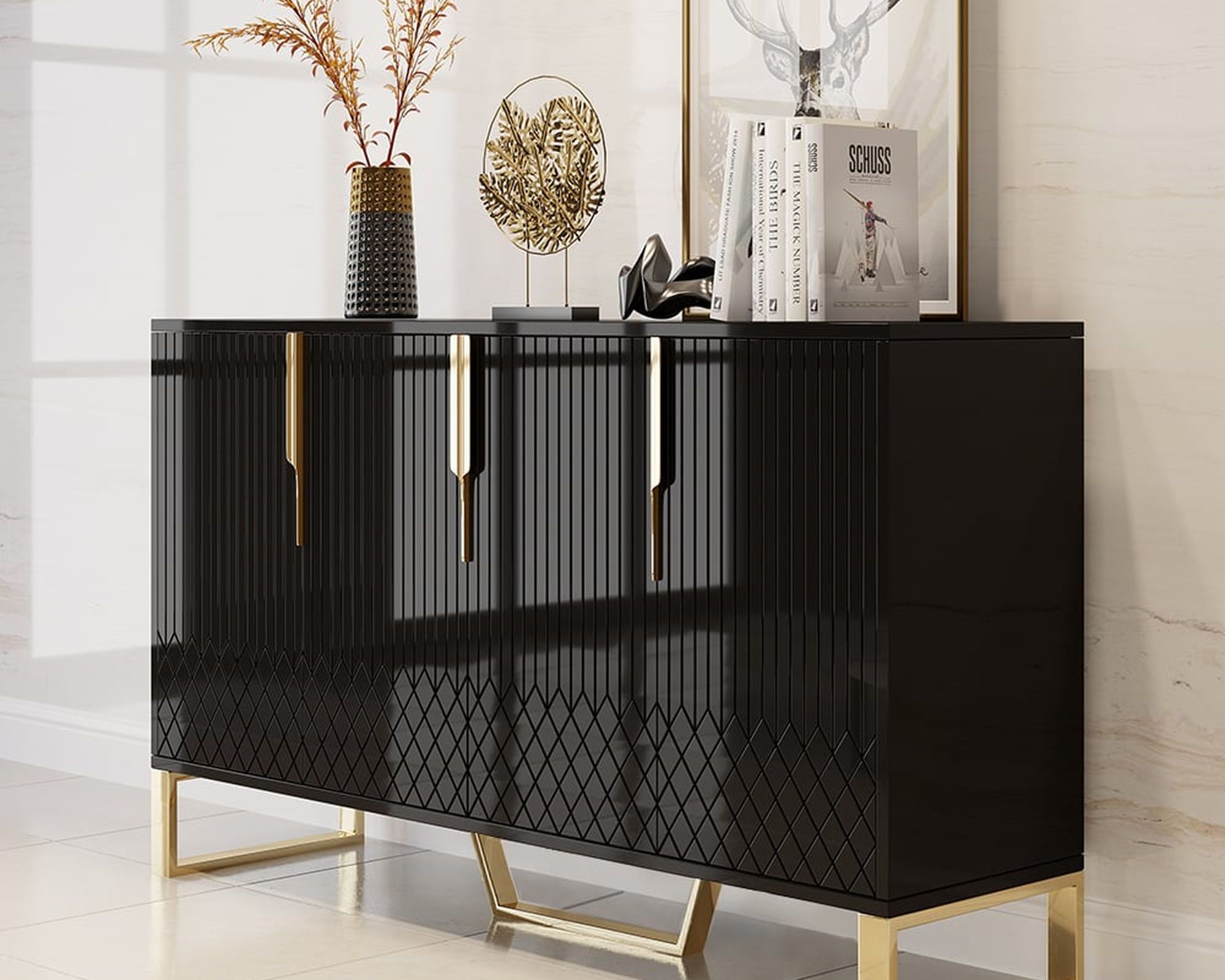 HMR Aro Series Modern 59.1" Affordable Sideboard with Storage